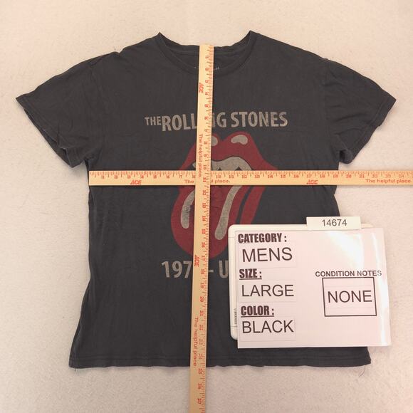 The Rolling Stones 1975 US Tour Band Crew Neck T Shirt Mens Size L Black - Picture 5 of 9